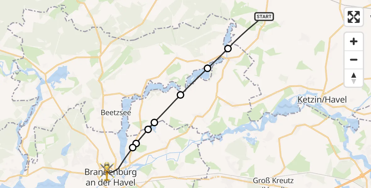 Flugroute Rettungshubschrauber Nauen - Brandenburg an der Havel, 20 Juli 2026, 15:52