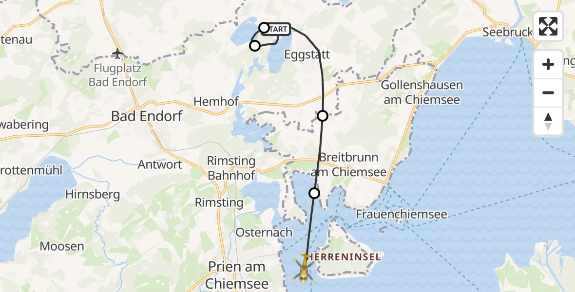 Flugroute Rettungshubschrauber Eggstätt - Chiemsee (See), 20 Juli 2026, 15:53