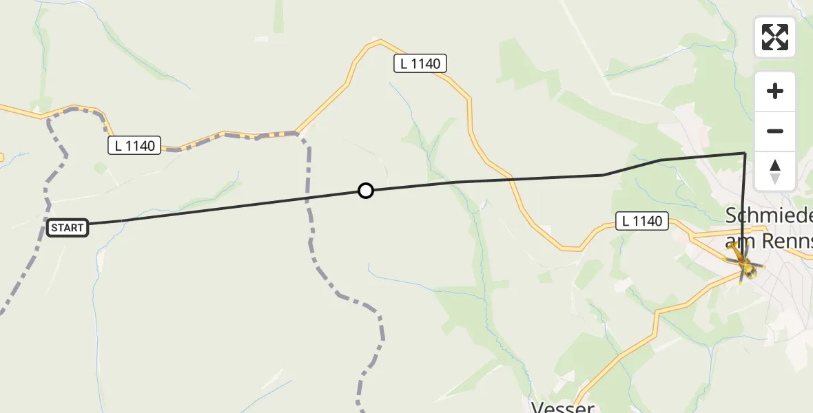 Flugroute Rettungshubschrauber Schleusingen - Suhl, 20 Juli 2026, 16:26