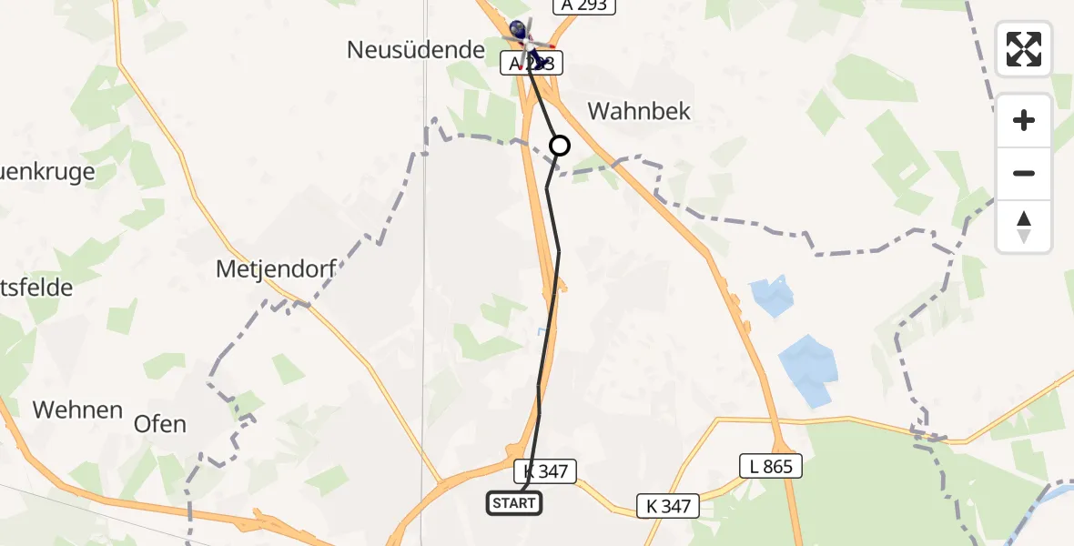 Flugroute Polizeihubschrauber Oldenburg (Oldb) - Oldenburg Police Hubschrauberlandeplatz, 20 Juli 2026, 16:33