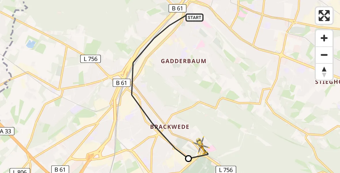 Flugroute Rettungshubschrauber Bielefeld - Luftrettungszentrum Bielefeld, 20 Juli 2026, 16:41