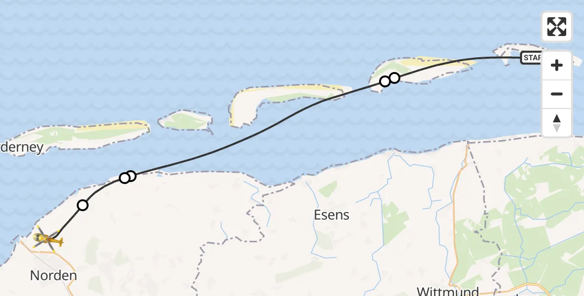 Flugroute Ambulanzhubschrauber Noordzee - Norden, 20 Juli 2026, 16:52