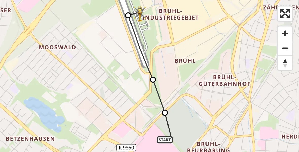 Flugroute Rettungshubschrauber Freiburg University Hospital Heliport 1 - Freiburg im Breisgau Flugplatz, 20 Juli 2026, 17:12