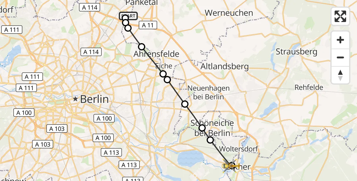 Flugroute Rettungshubschrauber Helios Clinic Berlin-Buch - Berlin, 20 Juli 2026, 17:47
