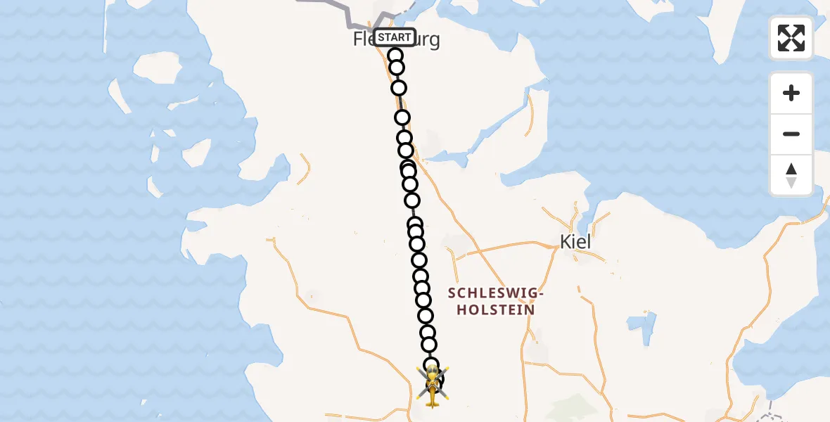 Flugroute Rettungshubschrauber Flensburg - Itzehoe Hungriger Wolf Flugplatz, 20 Juli 2026, 17:48