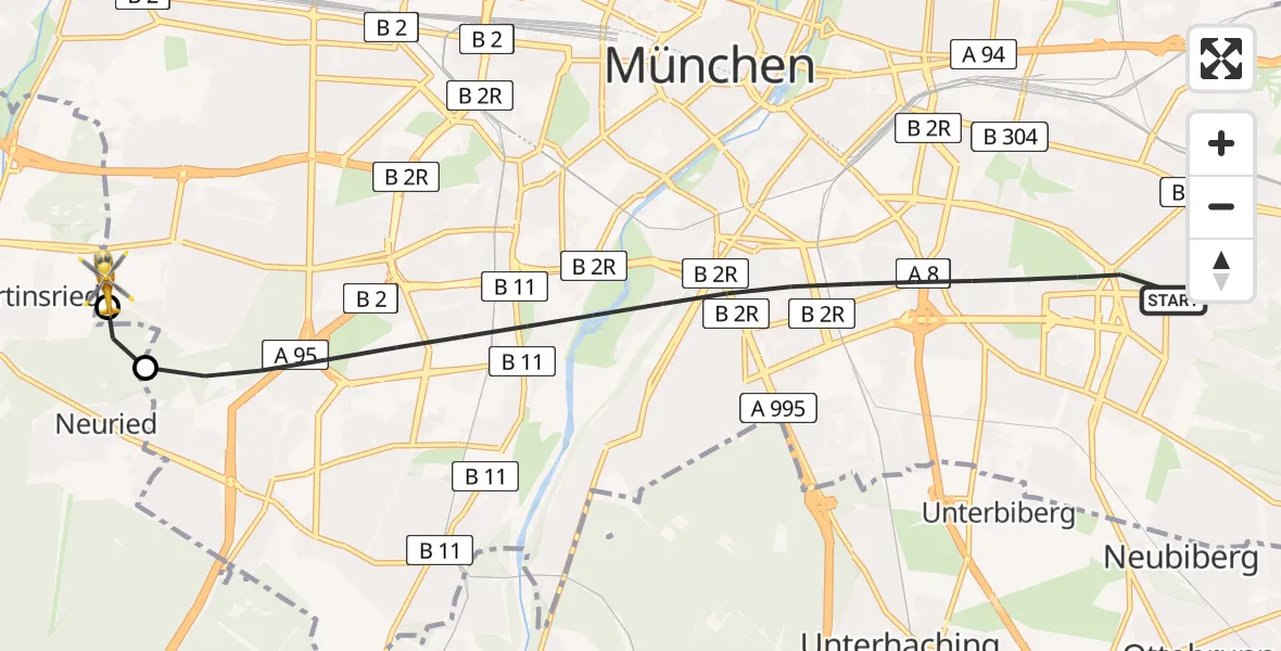 Flugroute Rettungshubschrauber München - DRF Air Rescue München Hubschrauberlandeplatz, 20 Juli 2026, 17:54