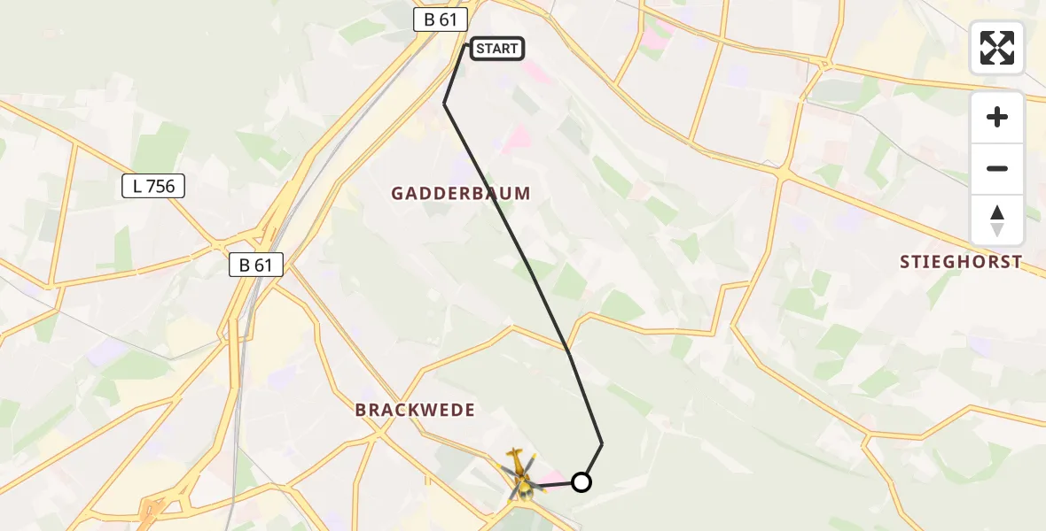 Flugroute Rettungshubschrauber Bielefeld - Luftrettungszentrum Bielefeld, 20 Juli 2026, 18:13