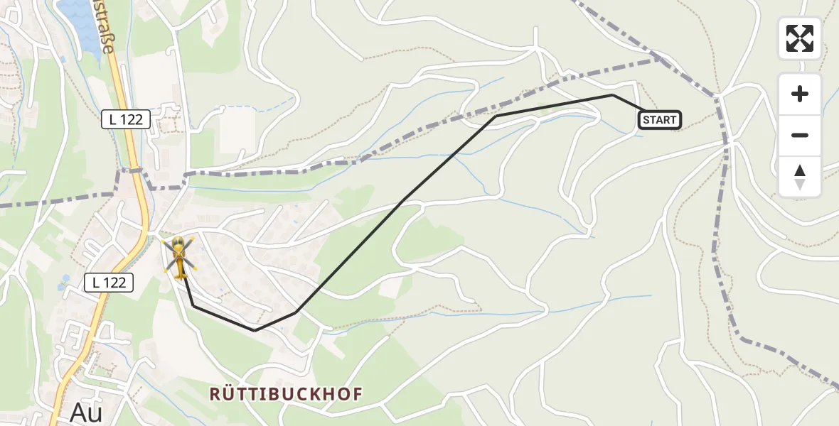 Flugroute Ambulanzhubschrauber Au - Au, 20 Juli 2026, 18:56