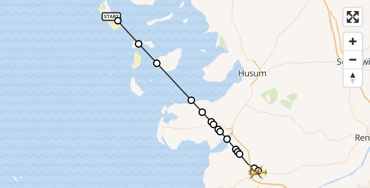 Flugroute Ambulanzhubschrauber Nebel - Heide, 20 Juli 2026, 19:25