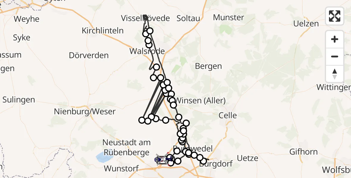 Flugroute Polizeihubschrauber Flughafen Hannover - Flughafen Hannover, 21 Juli 2026, 00:54