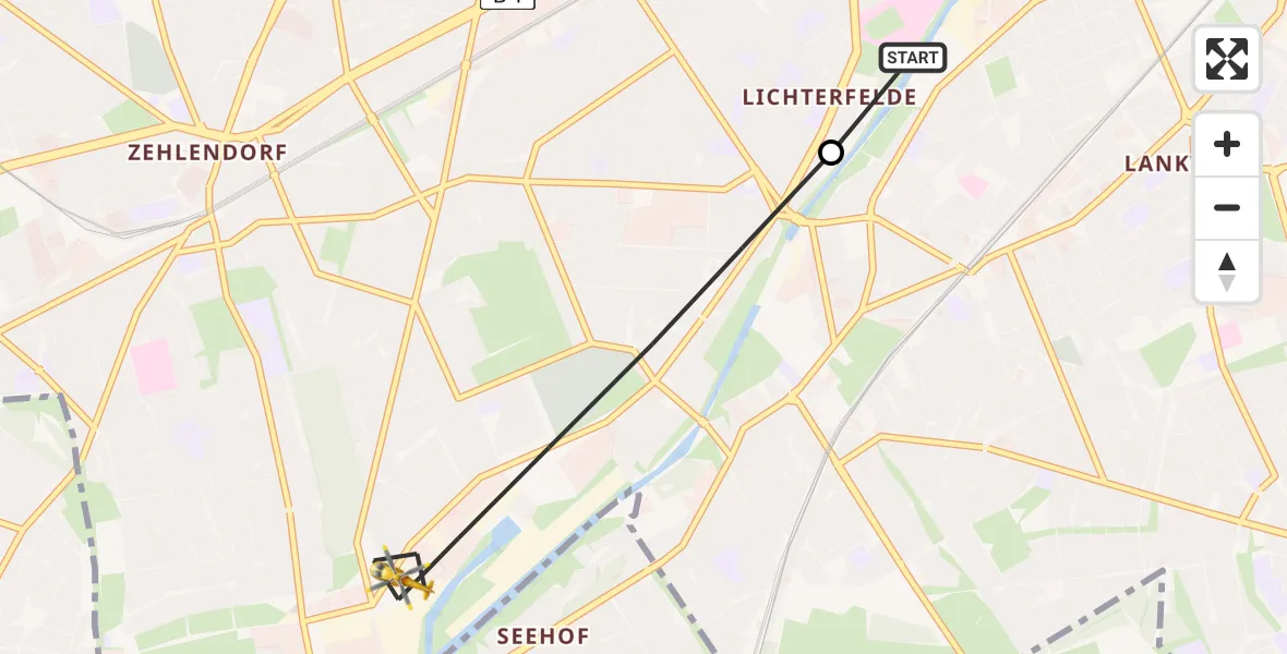 Flugroute Rettungshubschrauber Charité Clinic Benjamin Franklin Campus - Berlin, 21 Juli 2026, 05:41