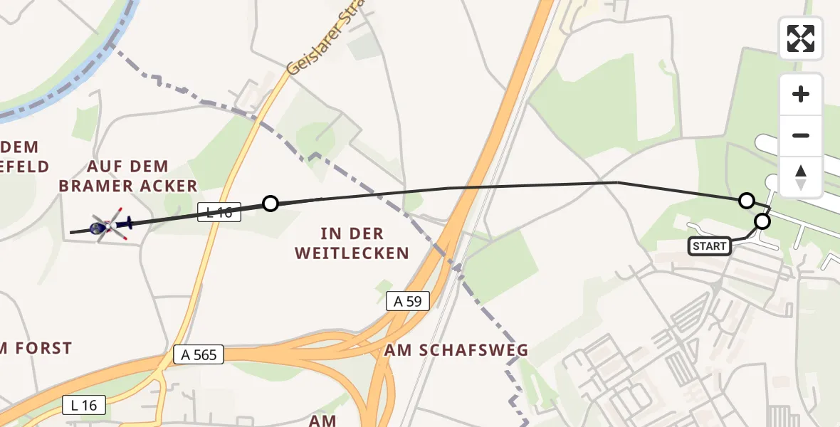 Flugroute Polizeihubschrauber Sankt Augustin - Bonn, 21 Juli 2026, 06:40