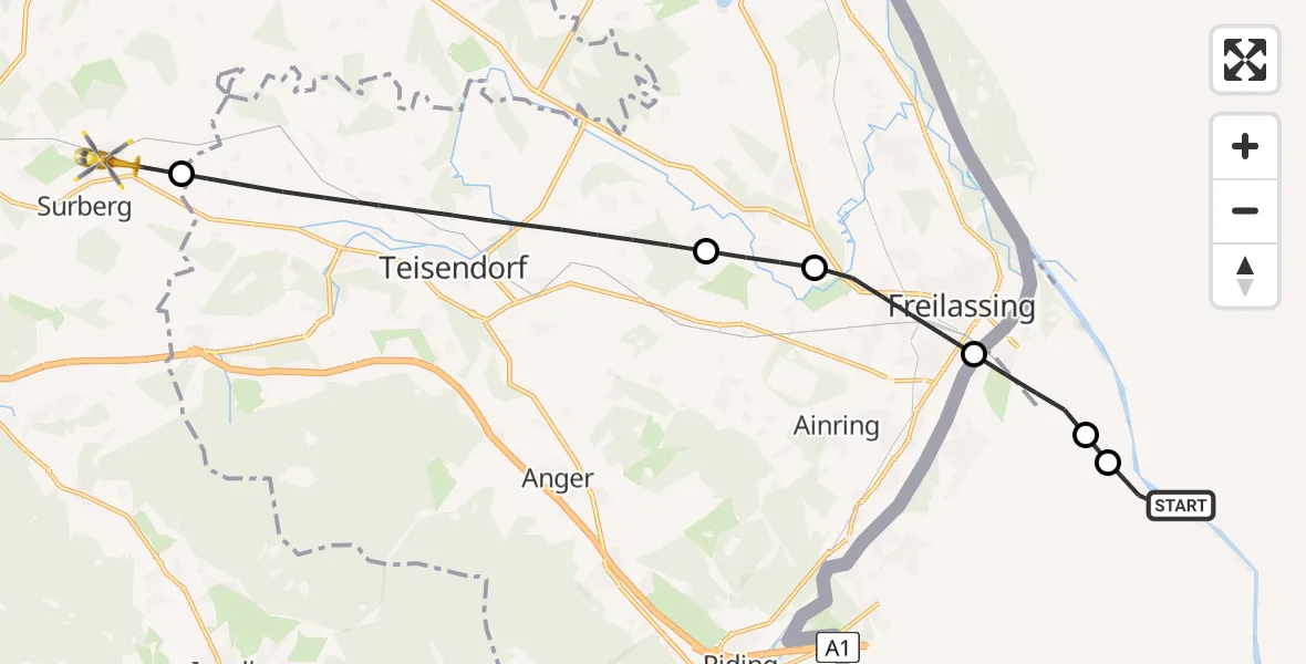 Flugroute Rettungshubschrauber Rott - Surberg, 21 Juli 2026, 08:11