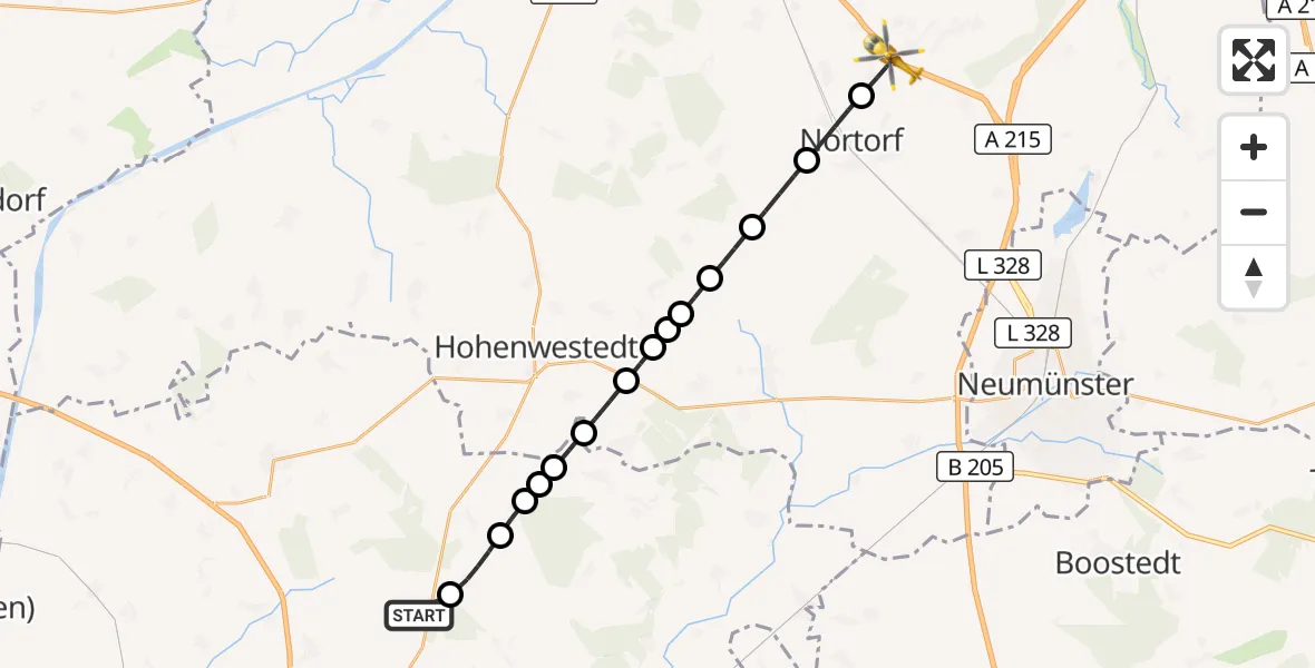 Flugroute Rettungshubschrauber Itzehoe Hungriger Wolf Flugplatz - Eisendorf, 21 Juli 2026, 08:35