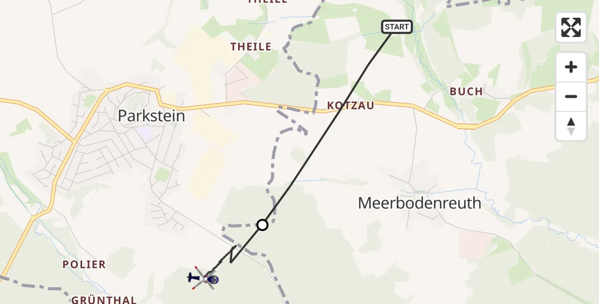 Flugroute Polizeihubschrauber Altenstadt a.d.Waldnaab - Parkstein, 21 Juli 2026, 08:46