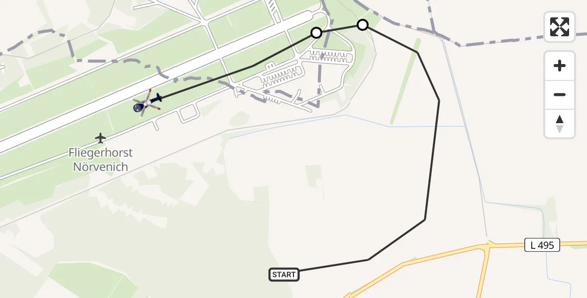 Flugroute Polizeihubschrauber Nörvenich - Militärflugplatz Nörvenich, 21 Juli 2026, 09:09