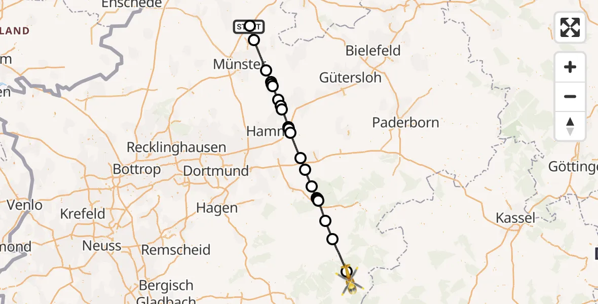 Flugroute Ambulanzhubschrauber Christoph  Westfalen-ADAC - Bad Berleburg, 21 Juli 2026, 09:11