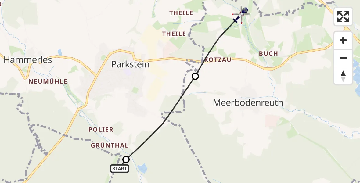Flugroute Polizeihubschrauber Manteler Forst - Altenstadt a.d.Waldnaab, 21 Juli 2026, 09:30
