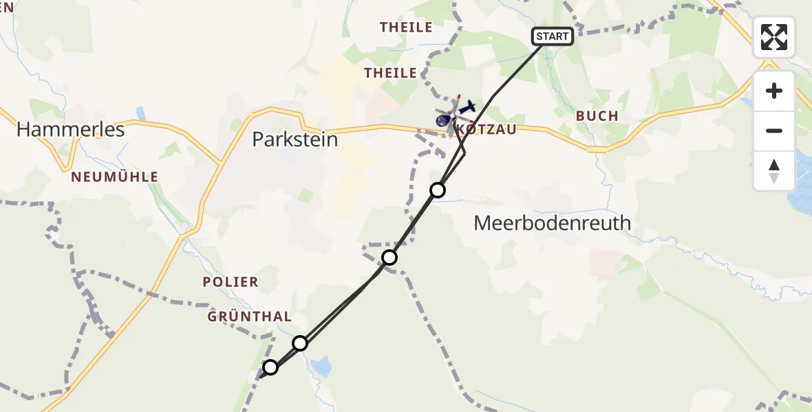 Flugroute Polizeihubschrauber Altenstadt a.d.Waldnaab - Altenstadt a.d.Waldnaab, 21 Juli 2026, 09:58