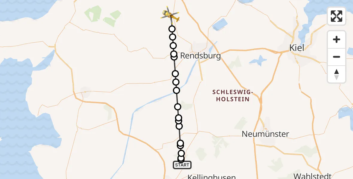 Flugroute Rettungshubschrauber Itzehoe Hungriger Wolf Flugplatz - Kropp, 21 Juli 2026, 10:21