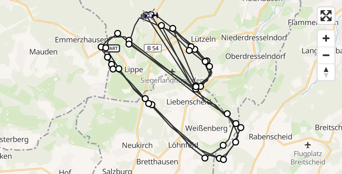 Flugroute Polizeihubschrauber Burbach - Burbach, 21 Juli 2026, 11:00