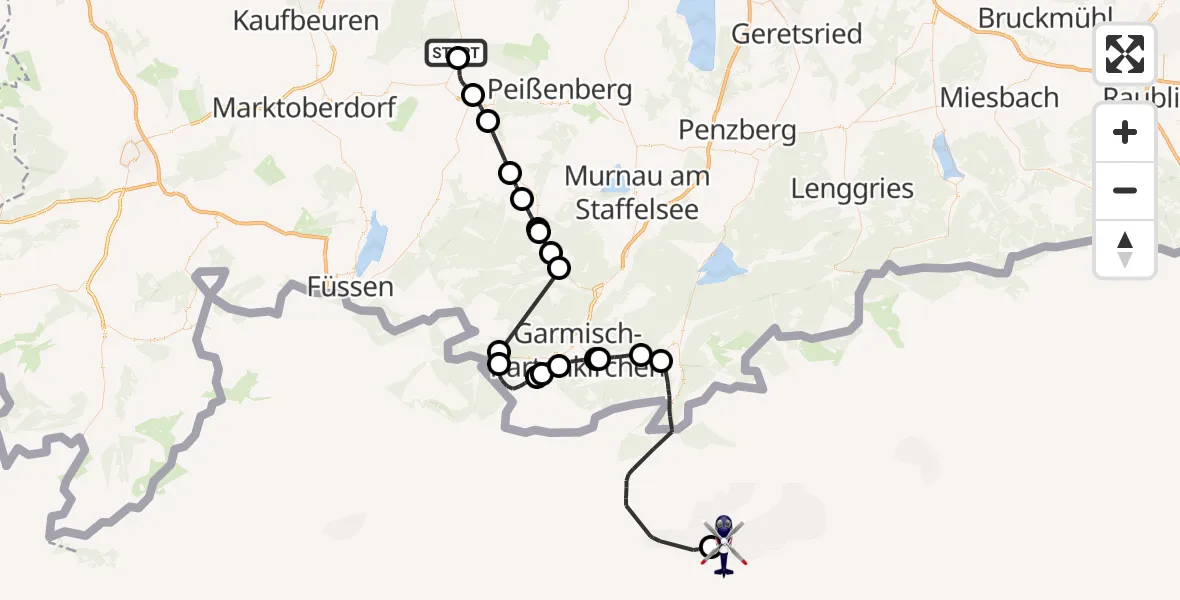Flugroute Polizeihubschrauber Hohenfurch - Innsbruck Airport, 21 Juli 2026, 11:22