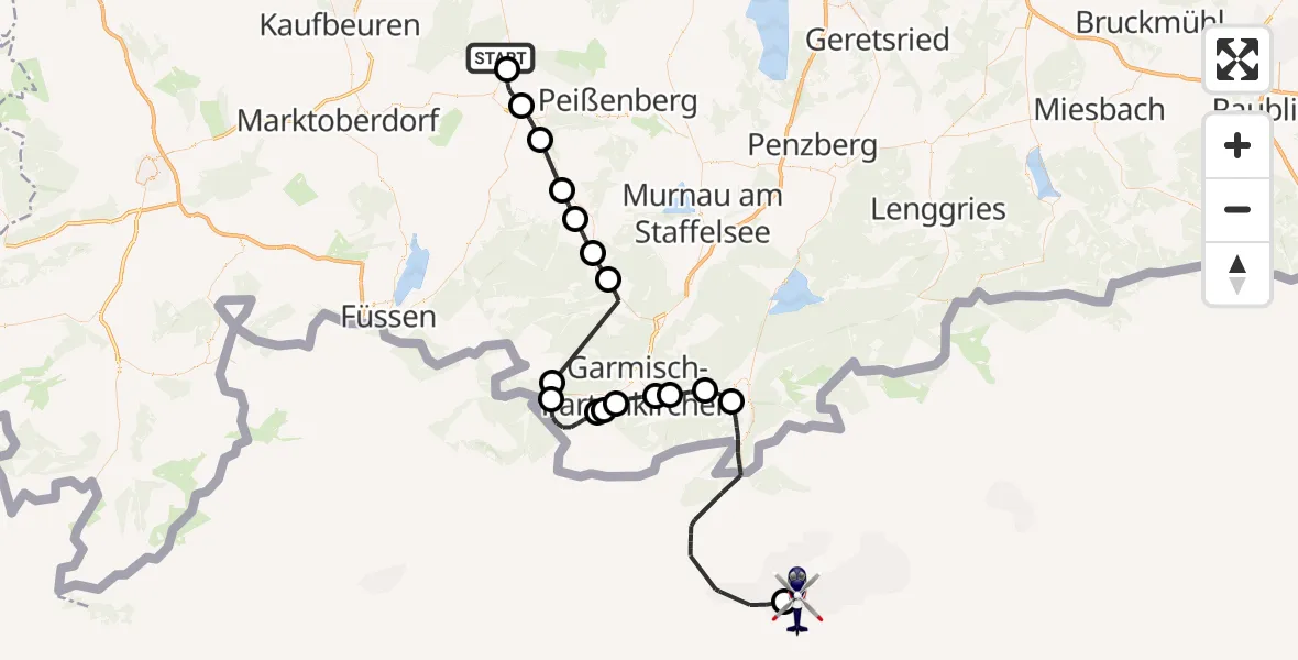 Flugroute Polizeihubschrauber Altenstadt - Innsbruck Airport, 21 Juli 2026, 11:22