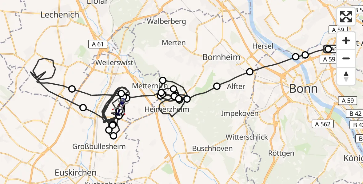 Flugroute Polizeihubschrauber Sankt Augustin - Weilerswist UL, 21 Juli 2026, 11:40