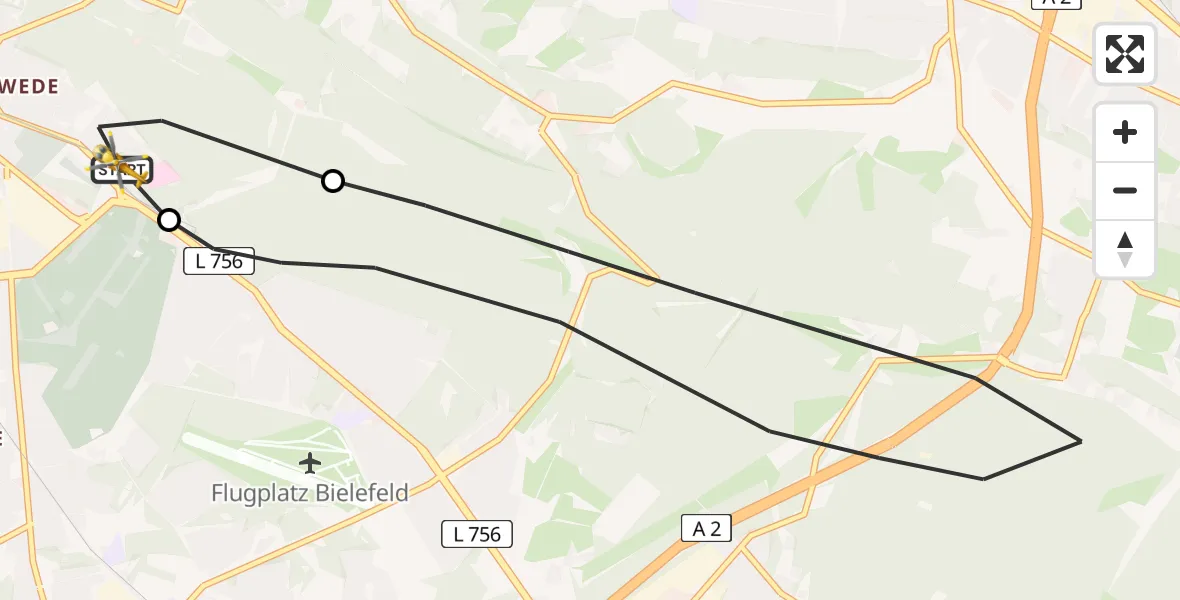 Flugroute Rettungshubschrauber Luftrettungszentrum Bielefeld - Luftrettungszentrum Bielefeld, 21 Juli 2026, 11:50