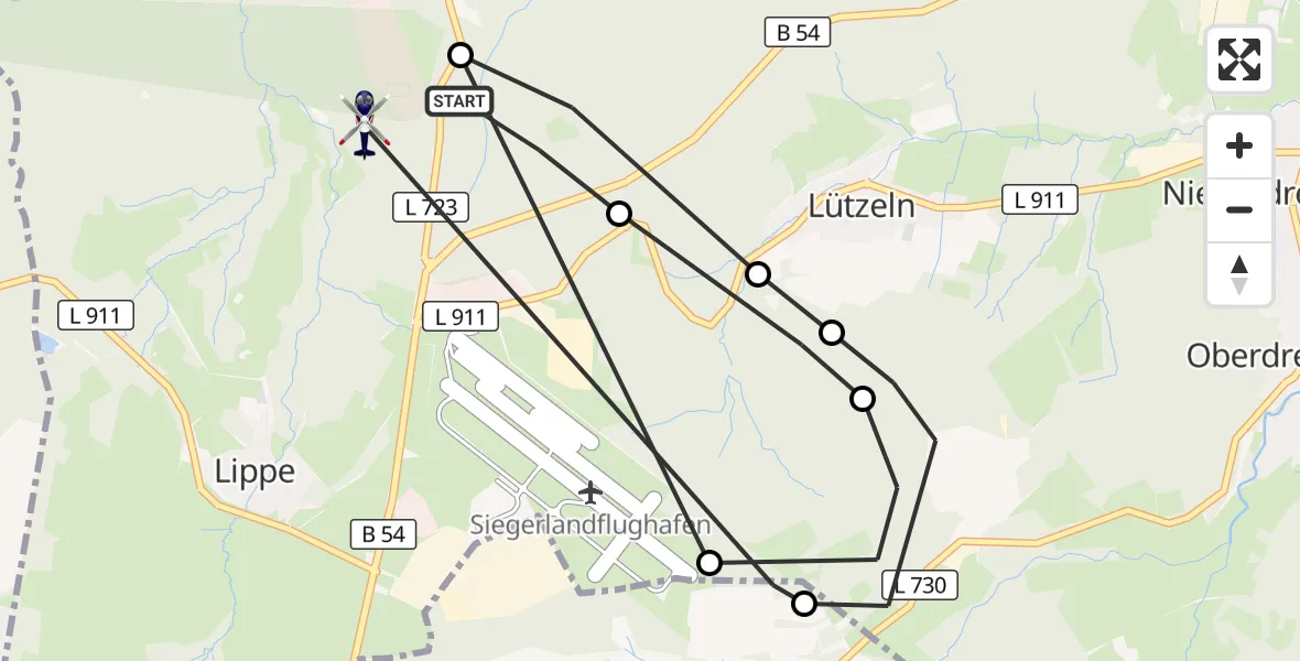Flugroute Polizeihubschrauber Burbach - Burbach, 21 Juli 2026, 12:08