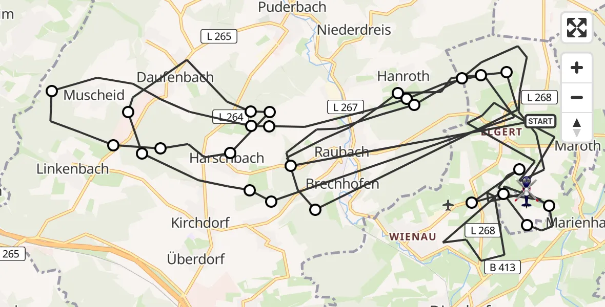 Flugroute Polizeihubschrauber Dierdorf - Dierdorf, 21 Juli 2026, 12:21