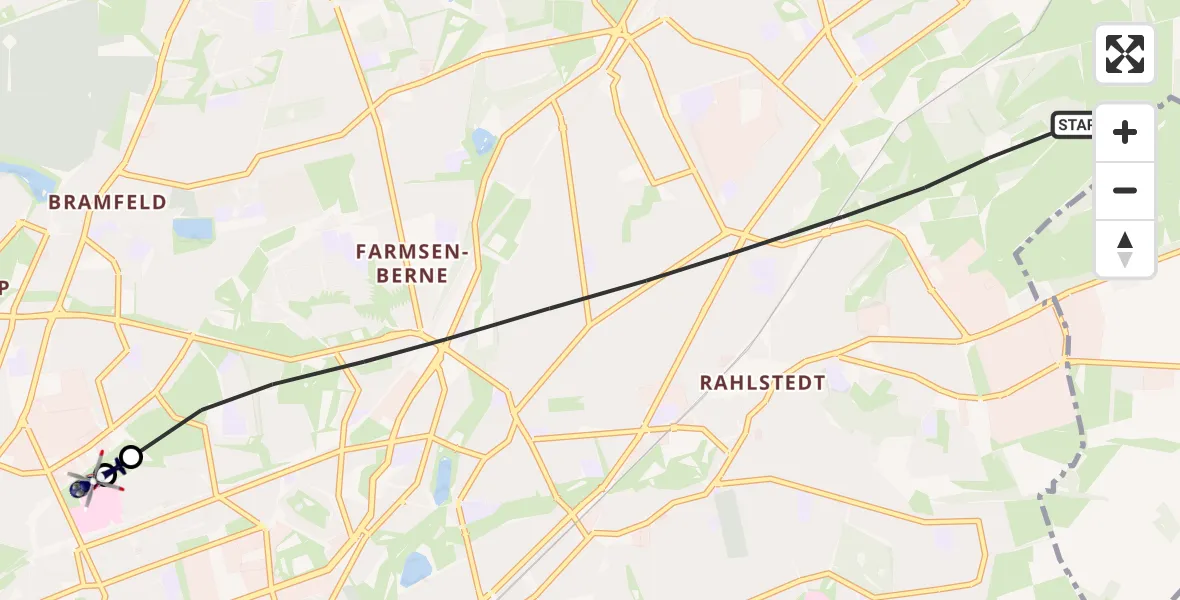 Flugroute Polizeihubschrauber Hamburg - Hamburg Military Hospital, 21 Juli 2026, 12:24
