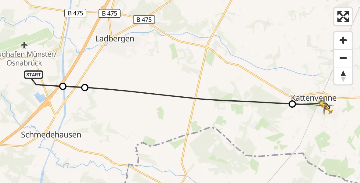 Flugroute Ambulanzhubschrauber Christoph  Westfalen-ADAC - Lienen, 21 Juli 2026, 12:37