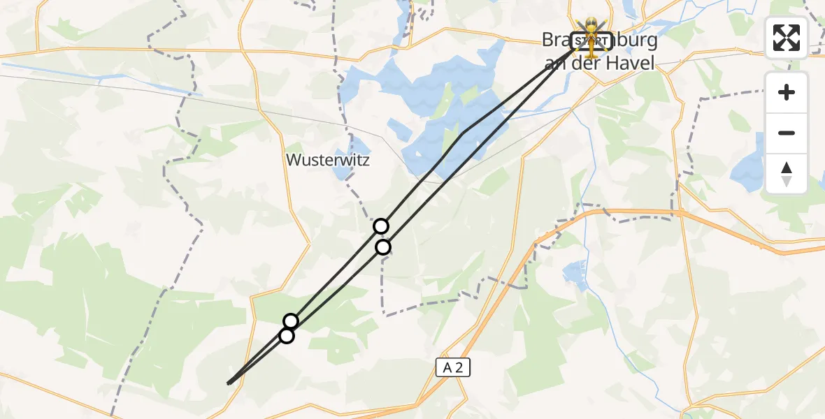 Flugroute Rettungshubschrauber Brandenburg an der Havel - Brandenburg an der Havel, 21 Juli 2026, 13:22