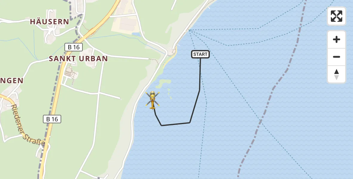 Flugroute Rettungshubschrauber Rieden am Forggensee - Rieden am Forggensee, 21 Juli 2026, 13:36