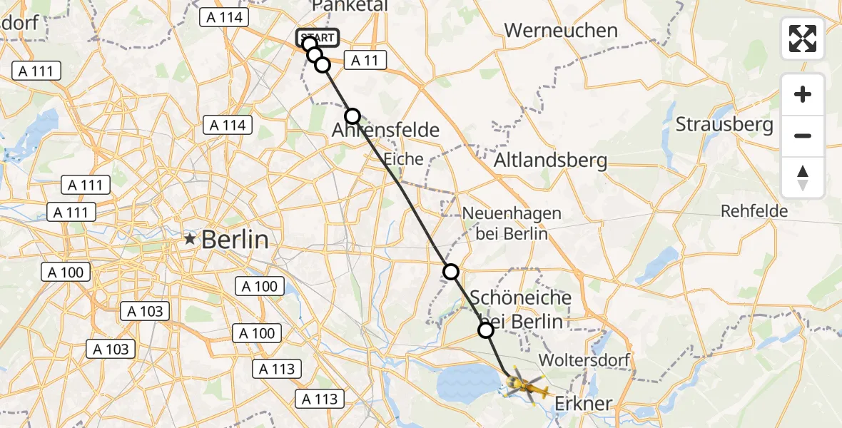 Flugroute Rettungshubschrauber Helios Clinic Berlin-Buch - Berlin, 21 Juli 2026, 13:42