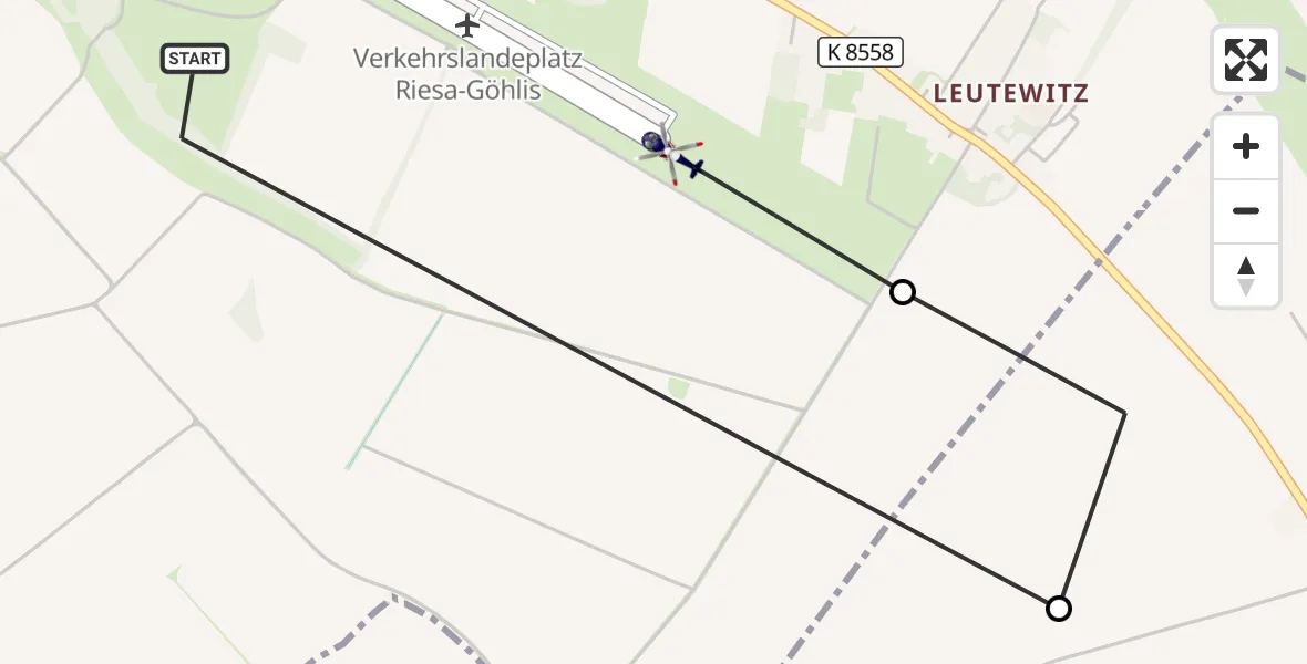 Flugroute Polizeihubschrauber Riesa - Riesa, 21 Juli 2026, 14:50