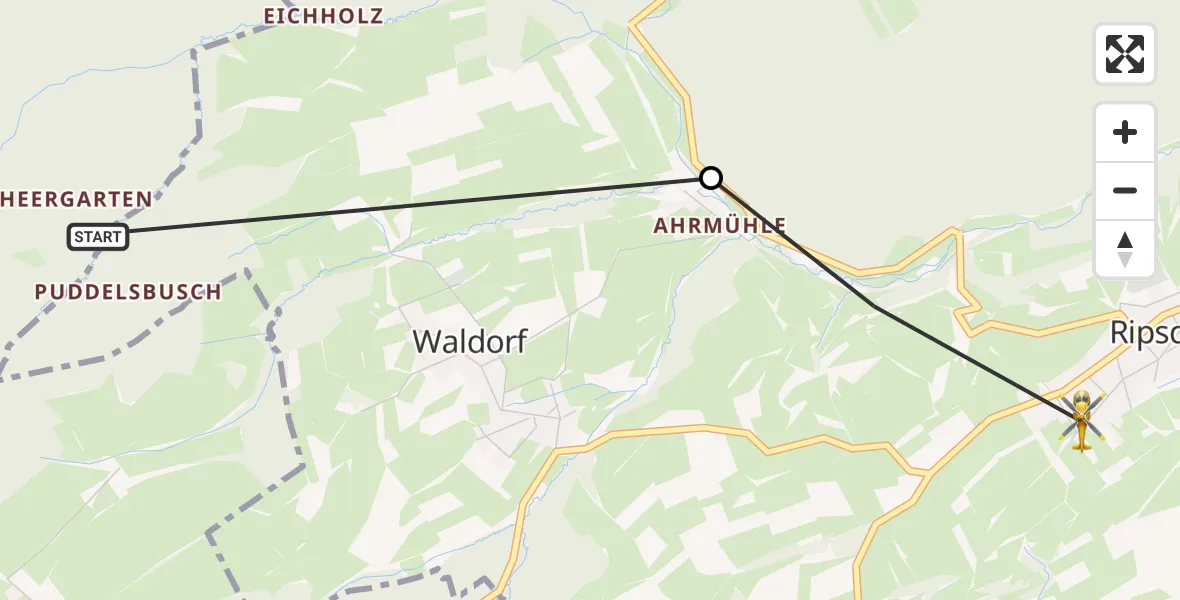 Flugroute Ambulanzhubschrauber Dahlem - Blankenheim, 21 Juli 2026, 15:18