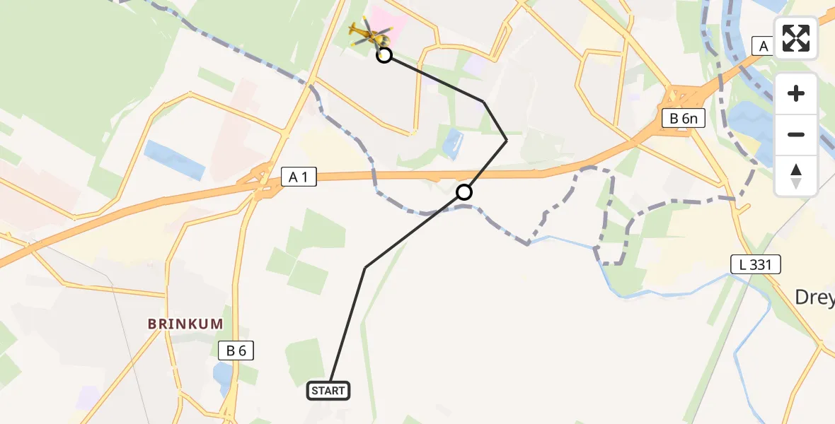 Flugroute Rettungshubschrauber Weyhe - ADAC Air Rescue Station Bremen Hubschrauberlandeplatz (Christoph 6), 21 Juli 2026, 15:30