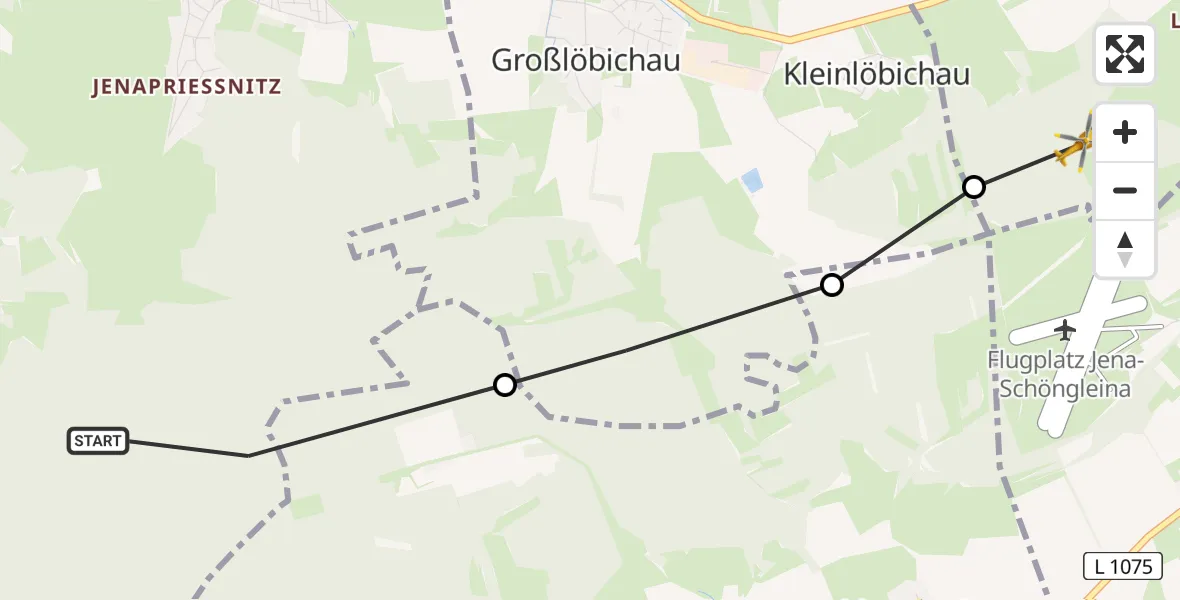 Flugroute Rettungshubschrauber Jena - Bürgel, 21 Juli 2026, 16:20