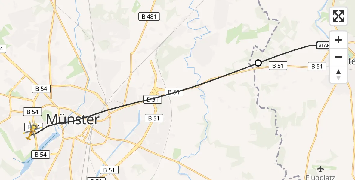 Flugroute Rettungshubschrauber Telgte - Münster, 21 Juli 2026, 16:57