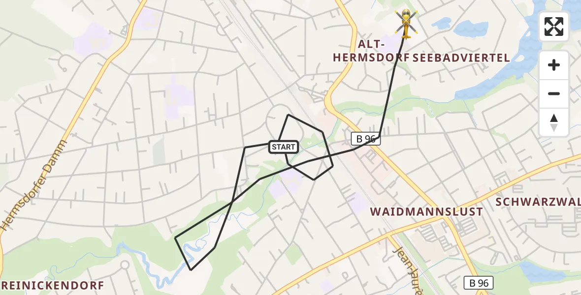 Flugroute Rettungshubschrauber Berlin - Berlin, 21 Juli 2026, 17:47