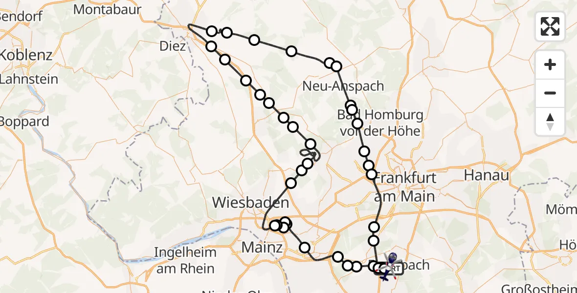 Flugroute Polizeihubschrauber Flughafen Frankfurt-Egelsbach - Flughafen Frankfurt-Egelsbach, 21 Juli 2026, 17:56