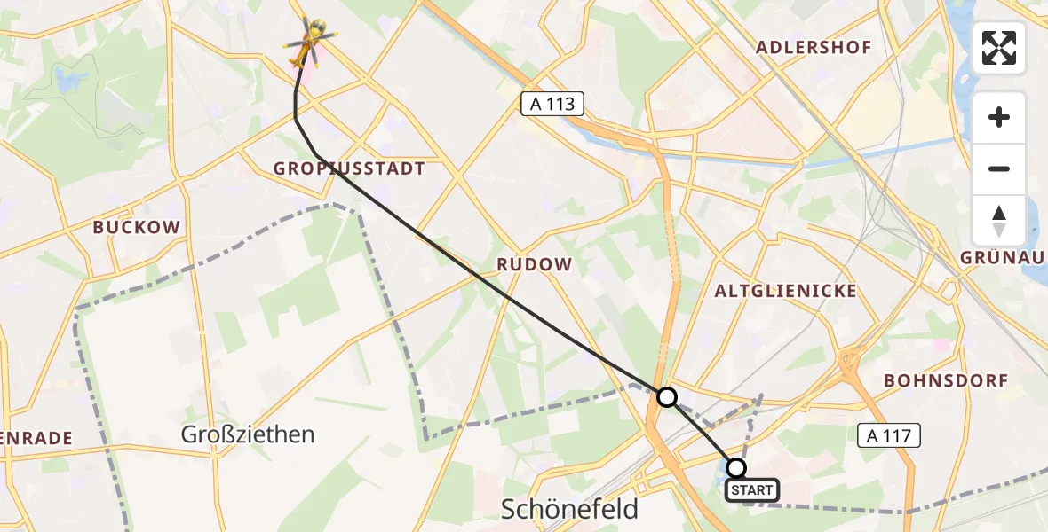 Flugroute Rettungshubschrauber Berlin - Berlin, 21 Juli 2026, 20:06