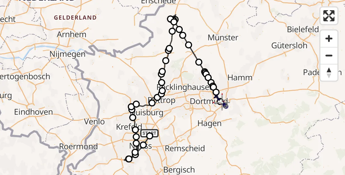 Flugroute Polizeihubschrauber Düsseldorf Flughafen - Dortmund Flughafen, 21 Juli 2026, 20:09