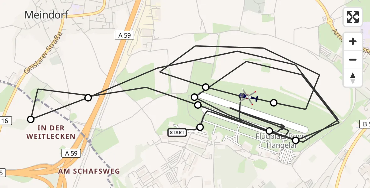 Flugroute Polizeihubschrauber Sankt Augustin - Bonn-Hangelar Flugplatz, 22 Juli 2026, 05:51