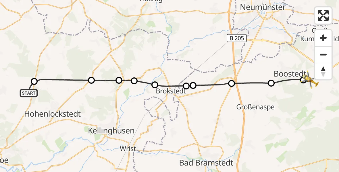 Flugroute Rettungshubschrauber Itzehoe Hungriger Wolf Flugplatz - Latendorf, 22 Juli 2026, 06:03
