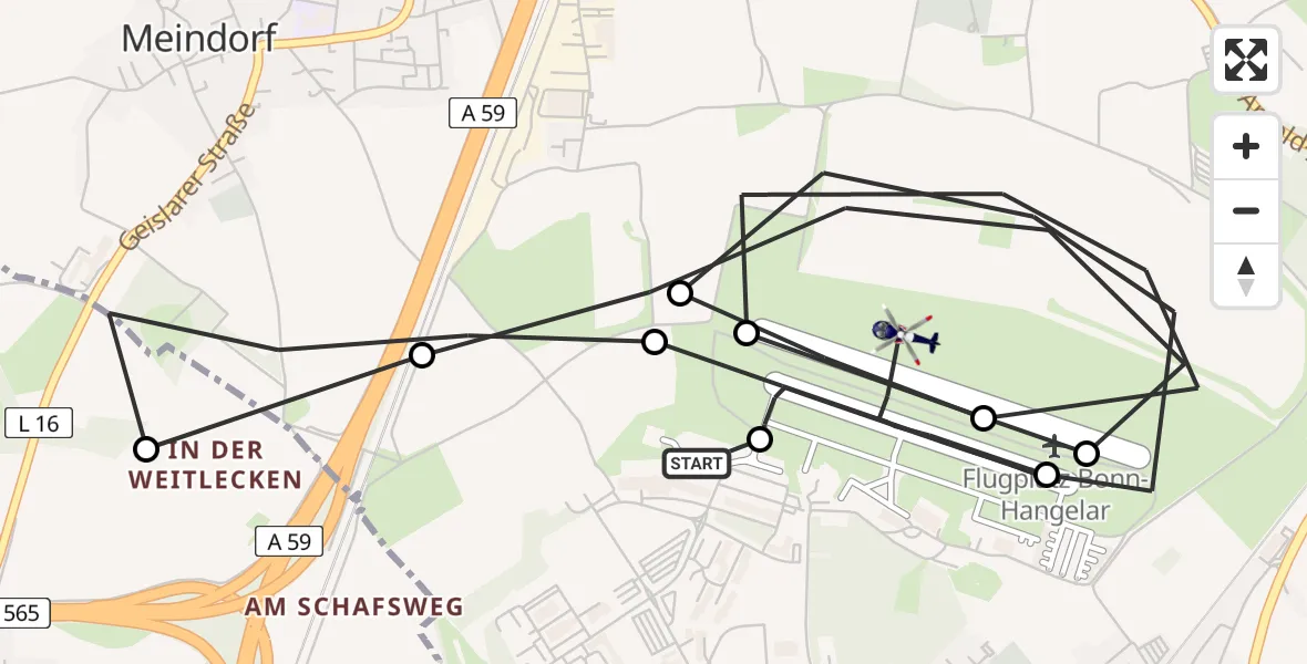 Flugroute Polizeihubschrauber Sankt Augustin - Bonn-Hangelar Flugplatz, 22 Juli 2026, 06:28