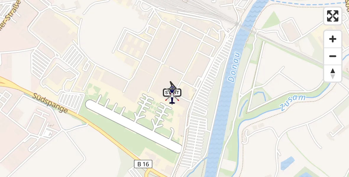 Flugroute Polizeihubschrauber Donauwörth Hubschrauberlandeplatz - Donauwörth Hubschrauberlandeplatz, 22 Juli 2026, 07:57