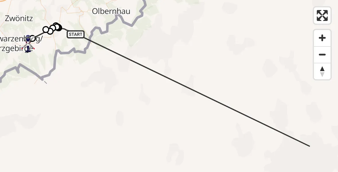 Flugroute Polizeihubschrauber Mildenau - Raschau-Markersbach, 22 Juli 2026, 08:21